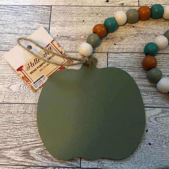 “Pumpkin Spice” Fall Wood Bead Jute Tassel Garland Mantle Tiered Tray Decoration - Picture 3 of 11